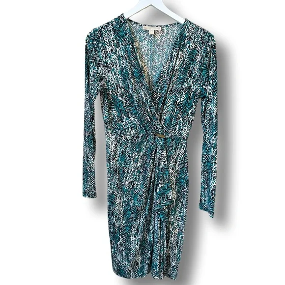 michael kors jersey wrap dress Michael Kors Zipped Wrap-Effect Dress Dark Brown Stretch Jersey Size 0 Celebrity Owned